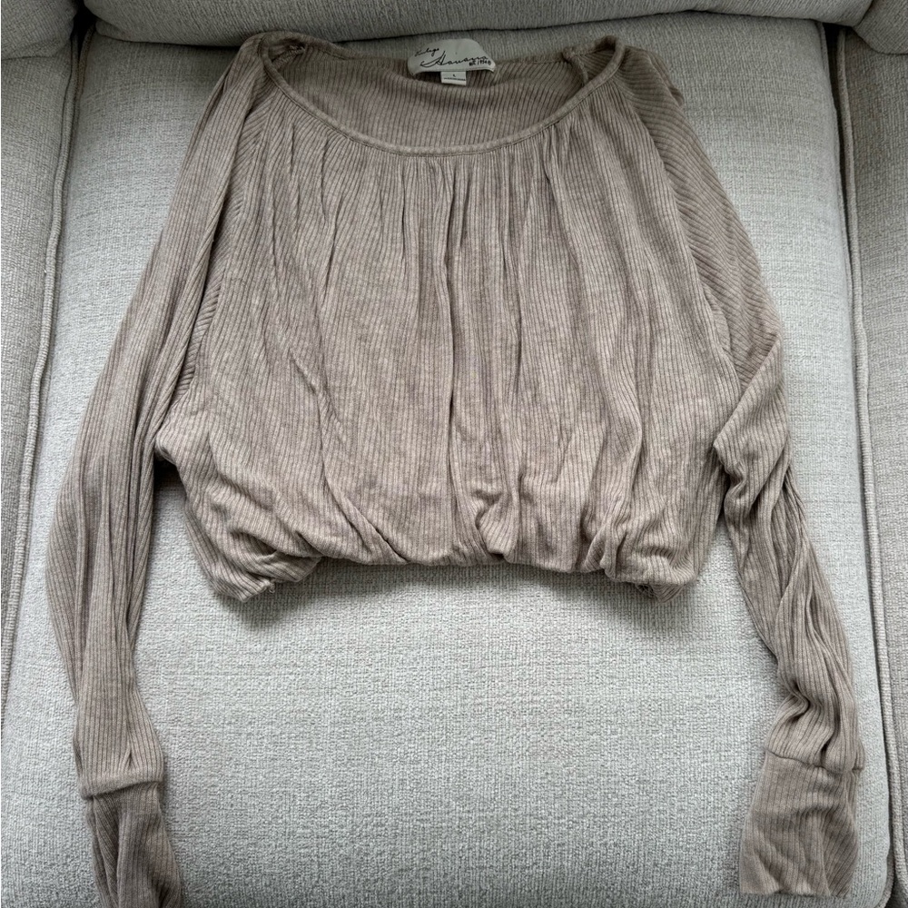 Beige Long Sleeve Top